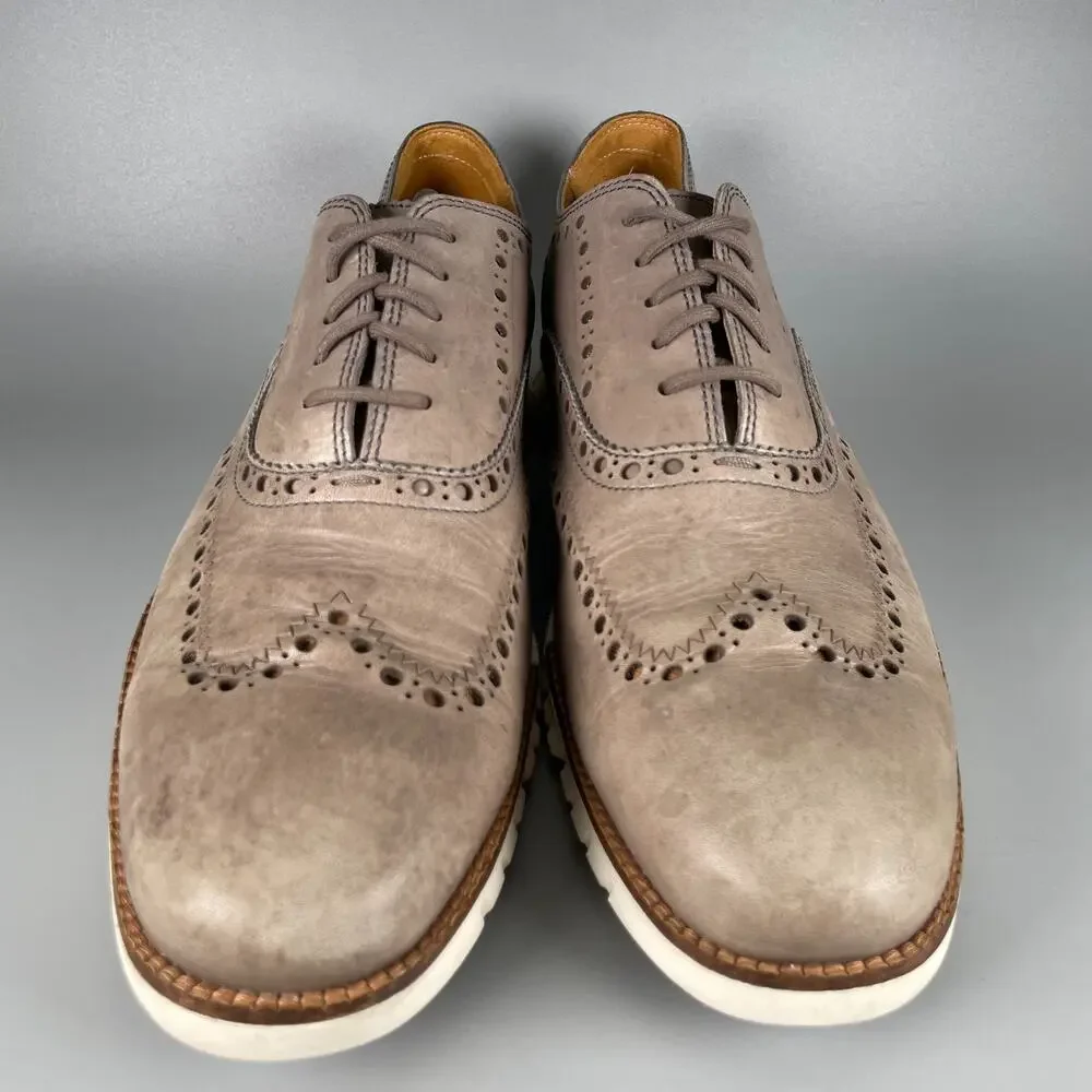 Cole Haan Grand.Os Men's 11 M Gray Leather Wingtip Brogue Oxford Dress Shoes GUC